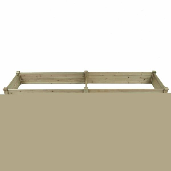 Greengrass LuxenHome Natural Wood 8 ft x 2 ft Outdoor Vegetable Flower Raised Garden Bed Planter GR3278871